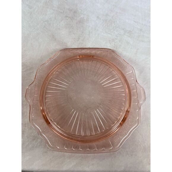 Vintage Pink Depression Glass Footed Platter - Picture 2 of 7